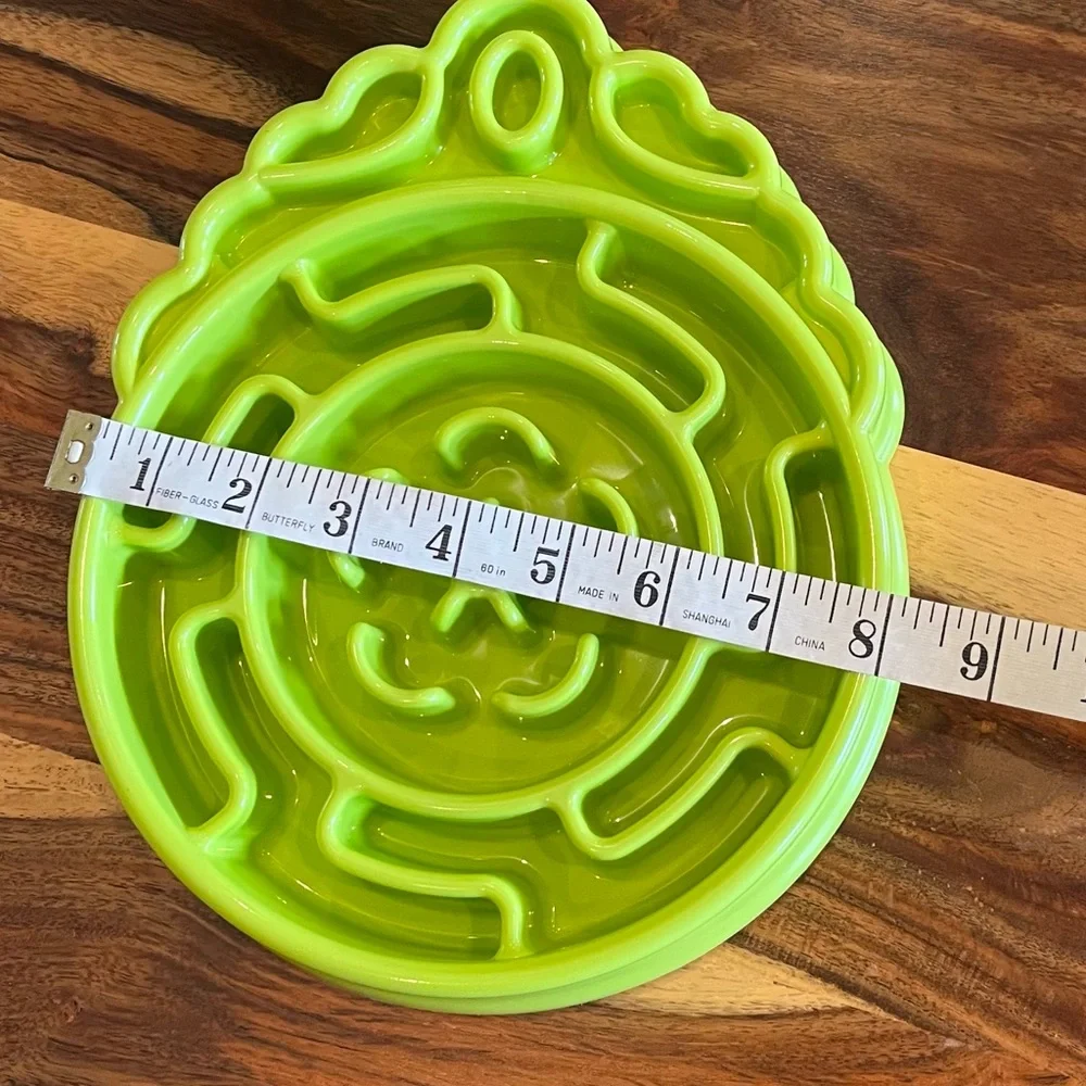 NIB Lime Green Strawberry Flower Pet Slow Feeder Bowl